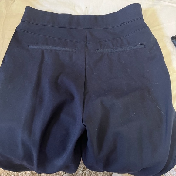 SPANX Navy Shaping Ponte Pull On Pants High Rise Slim Leg Work Travel EUC Size L - Picture 9 of 13